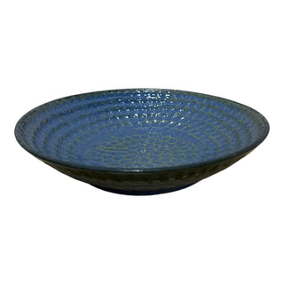 Blue Thumbprint Bowl - Height 5 cm | Diameter 24.5 cm | Hand Painted | Hand Textured |  Set of 1 | Ceramic | Ideal for serving food items - PotteryDen