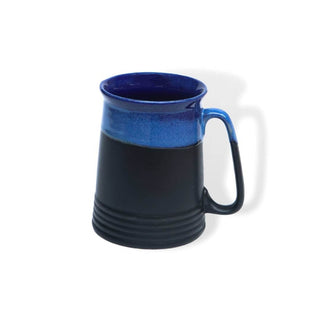 Blue and Black Shaded PotteryDen Beer Mug - Height 12 cm | diameter 9 cm | Hand Painted | Hand Textured |  Set of 1 | Ceramic | Ideal for drinking beer - PotteryDen