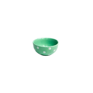 Pastel Green Polka Dots Dessert Bowl - Height 4.5 cm | diameter 9.5 cm | Hand Painted | Hand Textured |  Set of 1 | Ceramic | Ideal for serving desserts or curry food items - PotteryDen