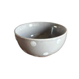 Pastel Grey Polka Dots Dessert Bowl - Height 4.5 cm | diameter 9.5 cm | Hand Painted | Hand Textured |  Set of 1 | Ceramic | Ideal for serving desserts or curry food items - PotteryDen
