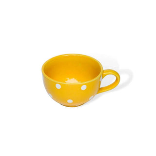 Pastel Yellow Polka Dots Coffee Cup - Height 6 cm | diameter 10.5 cm | Hand Painted | Hand Textured |    Set of 1 | Ceramic | 350 ml | Ideal for Tea and Coffee - PotteryDen