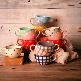PotteryDen - Hand-Painted Pottery, Hand-Textured Pottery, Ceramic Pottery, Clay Pottery | Cappuccino cups