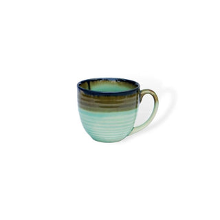 Pista green oval coffee mug - Height 8 cm | diameter 9.5 cm | Hand Painted | Hand Textured |  Set of 1 | Ceramic | Ideal for Tea and Coffee - PotteryDen