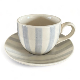 Summer Minimalist Ceramic Cup & Saucer | Hand Painted | Hand Textured |  Set of 1 | Ideal for serving tea or coffee - PotteryDen