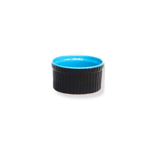Black and Blue Ramekin - Height 4.5 cm | diameter 8.5 cm | Hand Painted | Hand Textured | Set of 1 | Ceramic | Ideal for baking souffle PotteryDen
