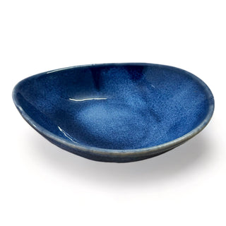 Blue Denim Oval Pasta Bowl  - Hand Painted | Hand Textured |  Set of 1 | Ceramic | Ideal for serving food items - PotteryDen