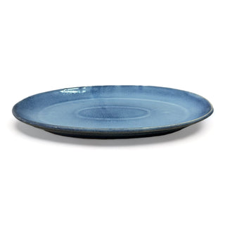 Blue Denim Oval Platter  - Hand Painted | Hand Textured |  Set of 1 | Ceramic | Ideal for serving food items - PotteryDen