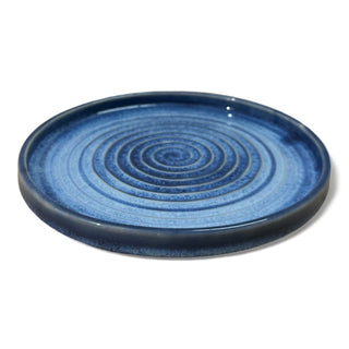 Blue Denim snack plate - Height 2 cm | Diameter 20 cm | Hand Painted | Hand Textured | Set of 1 | Ceramic | Ideal for serving food items PotteryDen
