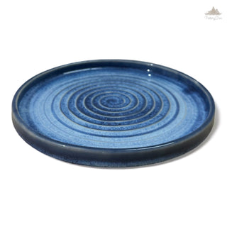 Blue Denim snack plate | Height 2 cm | Diameter 20 cm | Hand Painted |  Set of 1 | Ceramic Pottery | Ideal for serving food items - PotteryDen