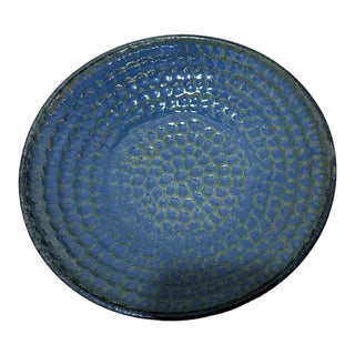Blue Thumbprint Bowl - Height 5 cm | Diameter 24.5 cm | Hand Painted | Hand Textured | Set of 1 | Ceramic | Ideal for serving food items PotteryDen