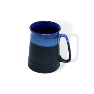 Blue and Black Shaded PotteryDen Beer Mug - Height 12 cm | diameter 9 cm | Hand Painted | Hand Textured | Set of 1 | Ceramic | Ideal for drinking beer PotteryDen