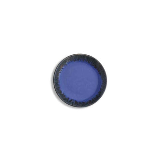 Blue and rustic black quarter plate - Height 2 cm | diameter 18 cm | Hand Painted | Hand Textured | Set of 1 | Ceramic | Ideal next to the dinner plate or serving snacks, small food items PotteryDen