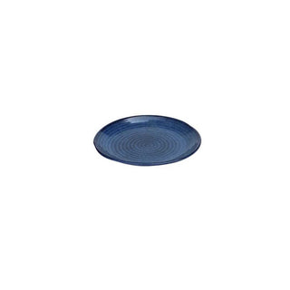Blue circular quarter plate - Height 2 cm | diameter 18 cm | Hand Painted | Hand Textured | Set of 1 | Ceramic | Ideal next to the dinner plate or serving snacks, small food items PotteryDen