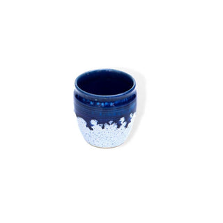 Blue with Santorini white speckles PotteryDen Kulhad - 100 ml,  Hand Painted | Hand Textured |  Set of 1 | Ceramic | Ideal for Tea Coffee and cold beverage - PotteryDen