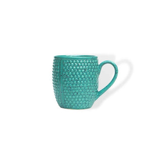 Green Dotted Tea / Coffee Mug - Height 8 cm | diameter 9 cm | Hand Painted | Hand Textured |  Set of 1 | Ceramic | Ideal for Tea and Coffee - PotteryDen