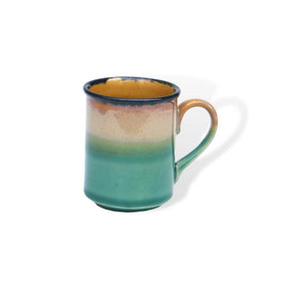 Green and mustard coffee mug - Height 8 cm | diameter 6.5 cm | Hand Painted | Hand Textured | Set of 1 | Ceramic | Ideal for Tea and Coffee PotteryDen