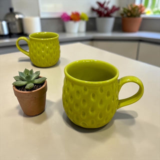 Lime green Tea Coffee Cup | Hand Painted | Set of 2 | Ceramic Pottery | Ideal for serving tea or coffee