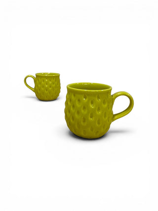 Lime green Tea Coffee Cup | Hand Painted | Set of 2 | Ceramic Pottery | Ideal for serving tea or coffee