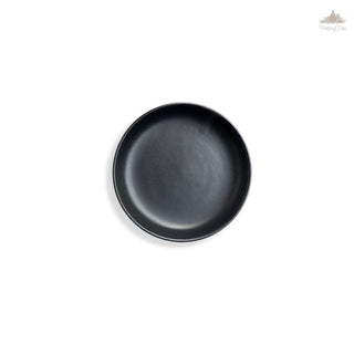 Little Black Matt Blate - Mix of Bowl and Plate | Height 4.3 cm | Diameter 19 cm | Hand Painted |  Set of 1 | Ceramic Pottery | Ideal for snacks or small meals - PotteryDen