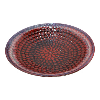 Maroon Thumbprint Bowl - Height 5 cm | Diameter 24.5 cm | Hand Painted | Hand Textured | Set of 1 | Ceramic | Ideal for serving food items PotteryDen