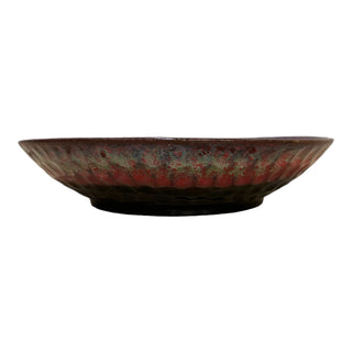 Maroon Thumbprint Bowl - Height 5 cm | Diameter 24.5 cm | Hand Painted | Hand Textured |  Set of 1 | Ceramic | Ideal for serving food items - PotteryDen