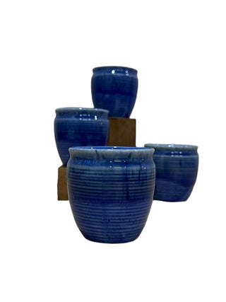 Ocean blue shaded PotteryDen Kulhad - 100 ml, Hand Painted | Hand Textured | Set of 4 | Ceramic | Ideal for Tea Coffee and cold beverage PotteryDen