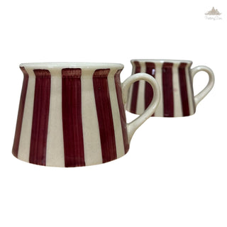 Off white with maroon  Tea Coffee Cup  | Hand Painted |  Set of 2 | Ceramic Pottery | Ideal for serving tea or coffee - PotteryDen