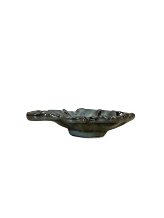 Olive Green Leaf Dessert Serving Platter - Small - Hand Painted | Hand Textured |  Set of 1 | Ceramic | Ideal for serving desert - PotteryDen