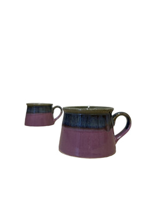 Onion Pink Shaded Tea Coffee Cup  - Hand Painted | Hand Textured |  Set of 2 | Ceramic | Ideal for serving tea or coffee - PotteryDen