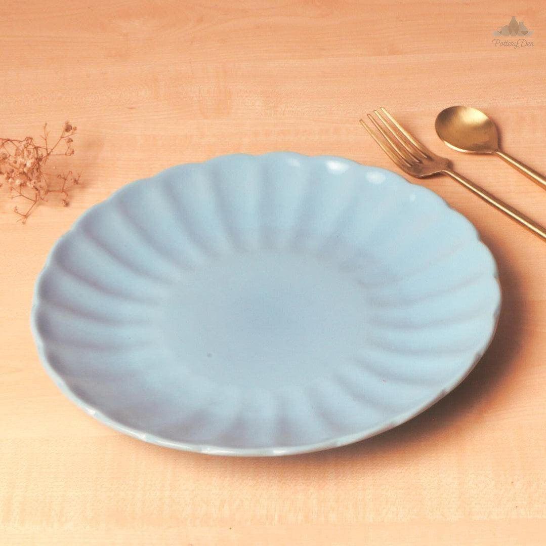 Pastel Blue Dinner Plate Height cm Diameter cm Hand Painted Set of Ceramic Pottery Ideal for serving a full meal