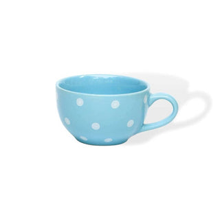 Pastel Blue Polka Dots Coffee Cup - Height 6 cm | diameter 10.5 cm |  Hand Painted | Hand Textured |  Set of 1 | Ceramic | 350 ml | Ideal for Tea and Coffee - PotteryDen