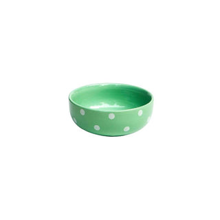 Pastel Green Polka Dots Cereal Bowl- Height 5 cm | diameter 14 cm | Hand Painted | Hand Textured |  Set of 1 | Ceramic | Ideal for serving cereal or any food items - PotteryDen