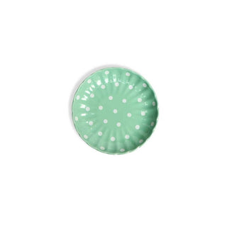 Pastel Green Polka Dots Quarter Plate - Hand Painted | Hand Textured | Set of 1 | Ceramic | Ideal next to the dinner plate or serving snacks, small food items PotteryDen