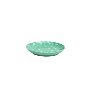 Pastel Green Polka Dots Quarter Plate - Hand Painted | Hand Textured |  Set of 1 | Ceramic | Ideal next to the dinner plate or serving snacks, small food items - PotteryDen
