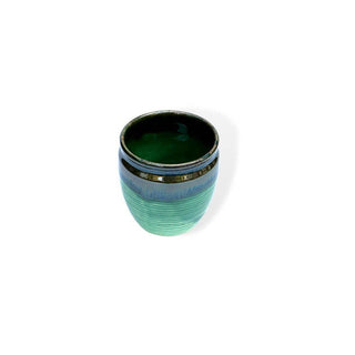 Pastel Green and Black PotteryDen Kulhad - Height 8 cm | diameter 7 cm | 100 ml,  Hand Painted | Hand Textured |  Set of 1 | Ceramic | Ideal for Tea Coffee and cold beverage - PotteryDen