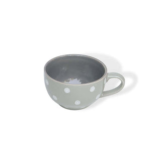 Pastel Grey Polka Dots Coffee Cup - Height 6 cm | diameter 10.5 cm | Hand Painted | Hand Textured | Set of 1 | Ceramic | 350 ml | Ideal for Tea and Coffee PotteryDen
