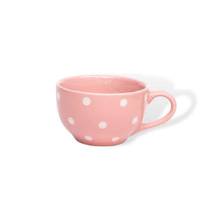 Pastel Pink Polka Dots Coffee Cup - Height 6 cm | diameter 10.5 cm | Hand Painted | Hand Textured | Set of 1 | Ceramic | 350 ml | Ideal for Tea and Coffee PotteryDen