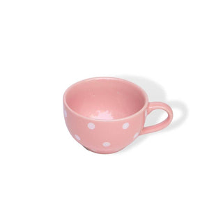 Pastel Pink Polka Dots Coffee Cup - Height 6 cm | diameter 10.5 cm | Hand Painted | Hand Textured |  Set of 1 | Ceramic | 350 ml | Ideal for Tea and Coffee - PotteryDen