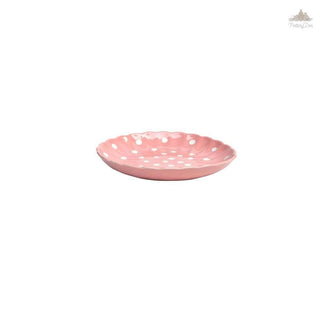 Pastel Pink Polka Dots Quarter Plate | Hand Painted |  Set of 1 | Ceramic Pottery | Ideal next to the dinner plate or serving snacks, small food items - PotteryDen