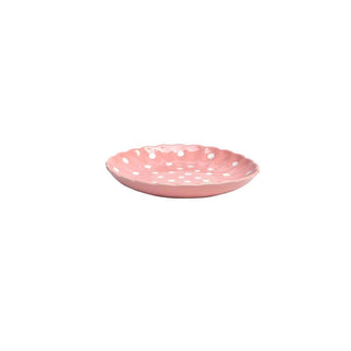 Pastel Pink Polka Dots Quarter Plate - Hand Painted | Hand Textured |  Set of 1 | Ceramic | Ideal next to the dinner plate or serving snacks, small food items - PotteryDen