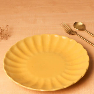 Pastel Yellow Dinner Plate - Height 2.5 cm | diameter 27.5 cm | Hand Painted | Hand Textured |  Set of 1 | Ceramic | Ideal for serving a full meal - PotteryDen