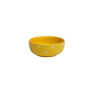 Pastel Yellow Polka Dots Cereal Bowl- Height 5 cm | diameter 14 cm | Hand Painted | Hand Textured |  Set of 1 | Ceramic | Ideal for serving cereal or any food items - PotteryDen
