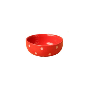 Red Polka Dots Cereal Bowl- Height 5 cm | diameter 14 cm | Hand Painted | Hand Textured |  Set of 1 | Ceramic | Ideal for serving cereal or any food items - PotteryDen