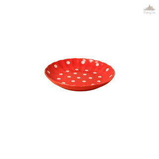 Red Polka Dots Quarter Plate | Hand Painted |  Set of 1 | Ceramic Pottery | Ideal next to the dinner plate or serving snacks, small food items - PotteryDen