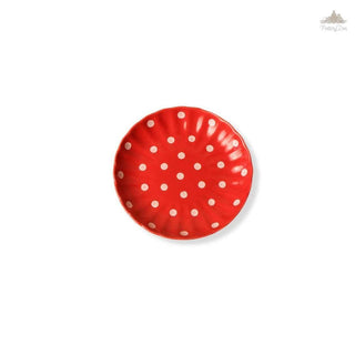 Red Polka Dots Quarter Plate | Hand Painted |  Set of 1 | Ceramic Pottery | Ideal next to the dinner plate or serving snacks, small food items - PotteryDen