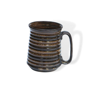 Rustic Dark Brown PotteryDen Beer Mug - Height 12 cm | diameter 9 cm | Hand Painted | Hand Textured |  Set of 1 | Ceramic | Ideal for drinking beer - PotteryDen
