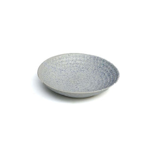 Santorini White with blue Speckles Thumbprint Bowl - Height 5 cm | Diameter 24.5 cm | Hand Painted | Hand Textured |  Set of 1 | Ceramic | Ideal for serving food items - PotteryDen