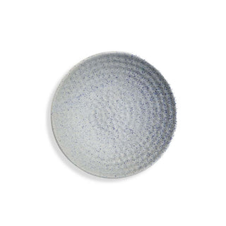 Santorini White with blue Speckles Thumbprint Bowl - Height 5 cm | Diameter 24.5 cm | Hand Painted | Hand Textured |  Set of 1 | Ceramic | Ideal for serving food items - PotteryDen
