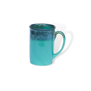 Teal green with blue coffee mug - Height 10 cm | diameter 7 cm | Hand Painted | Hand Textured |  Set of 1 | Ceramic | Ideal for Tea and Coffee - PotteryDen