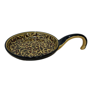 Traditional Brown and Mustard Pizza Plate - Length 30 cm | diameter 19 cm | Hand Painted | Hand Textured | Set of 1 | Ceramic | Ideal for cooking and serving pizza PotteryDen